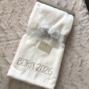 Logan & Lilly White "Born 2026" Baby Blanket